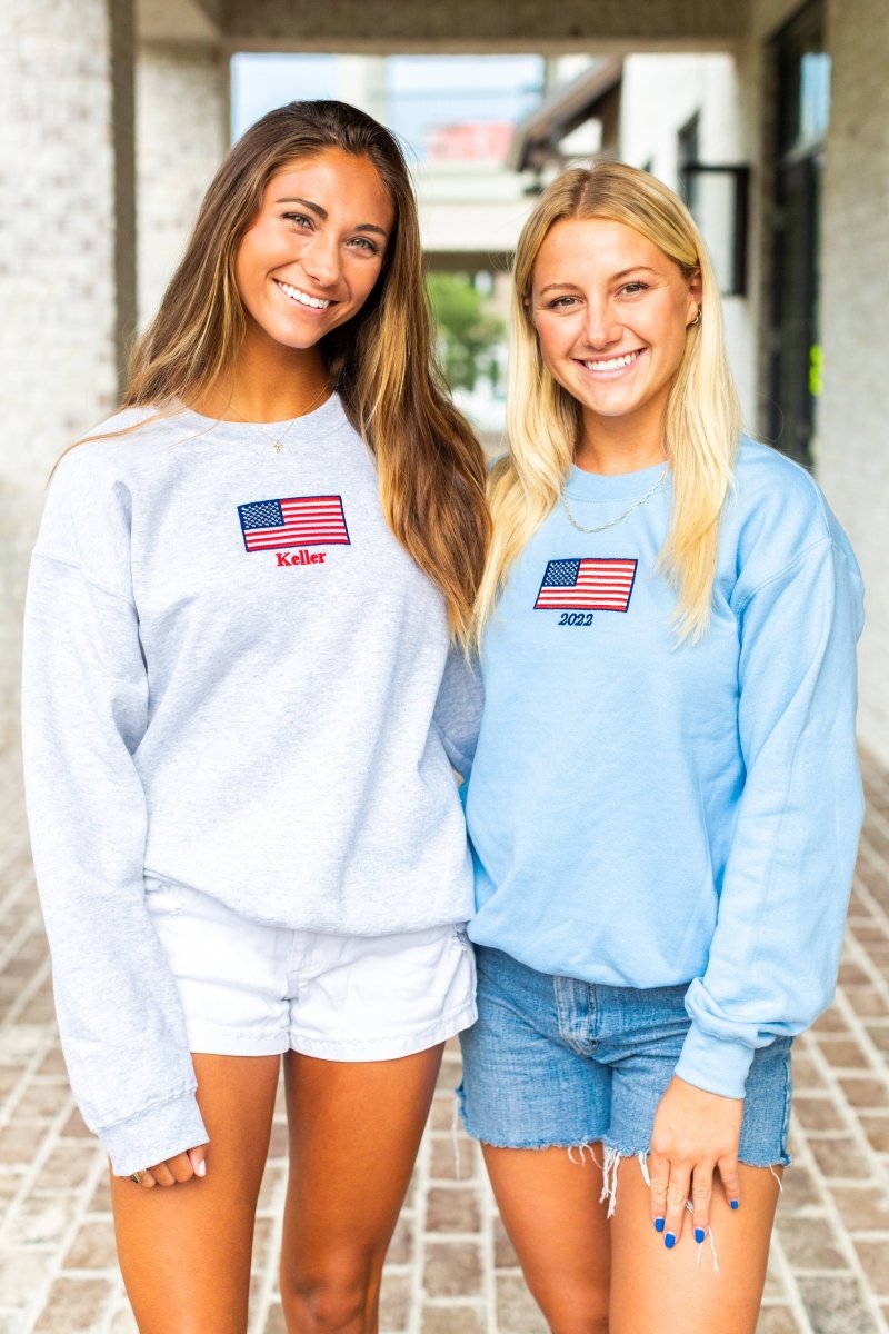 Make It Yours™ 'American Flag' Crewneck Sweatshirt - United Monograms