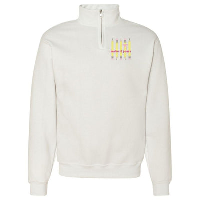 Make It Yours™ 'Bow & Pencil' Quarter Zip Sweatshirt - United Monograms