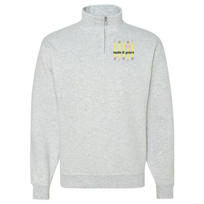 Make It Yours™ 'Bow & Pencil' Quarter Zip Sweatshirt - United Monograms