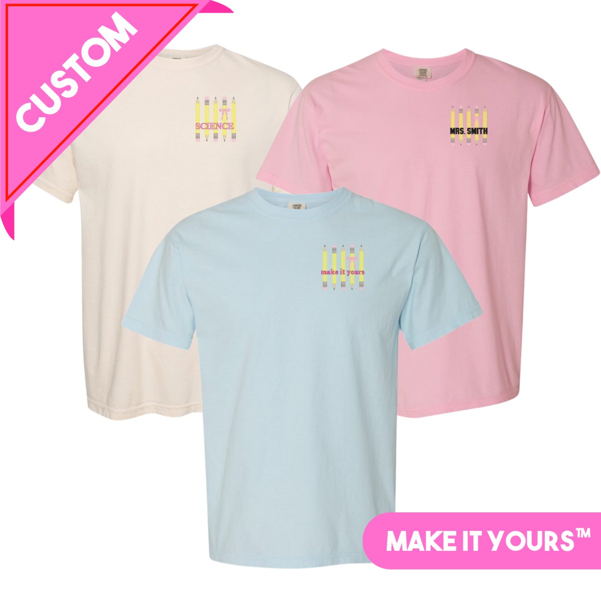 Make It Yours™ Bow Pencil T - Shirt - United Monograms