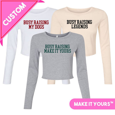 Make It Yours™ 'Busy Raising' Long Sleeve Baby Tee - United Monograms