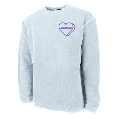 Make It Yours™ 'Candy Heart' Embroidered Corded Crewneck - United Monograms