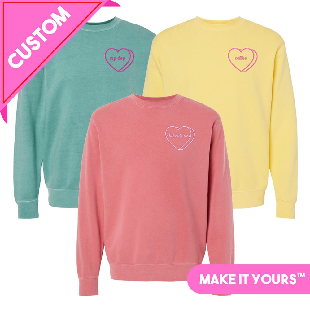 Make It Yours™ 'Candy Heart' Embroidered Cozy Crew - United Monograms