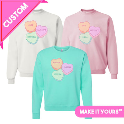 Make It Yours™ 'Candy Hearts' Crewneck Sweatshirt - United Monograms