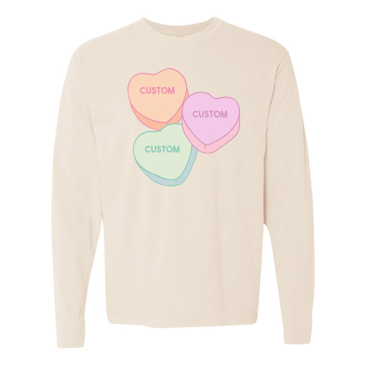 Make It Yours™ 'Candy Hearts' Long Sleeve T-Shirt - United Monograms