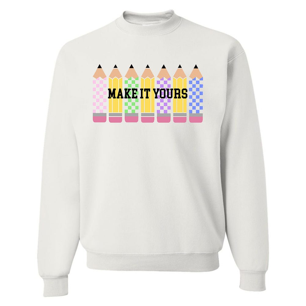 Make It Yours™ 'Checkered Pencils' Crewneck Sweatshirt - United Monograms