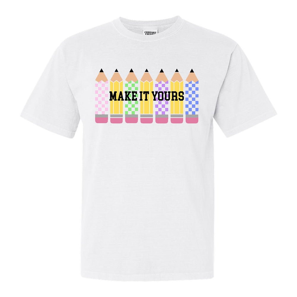 Make It Yours™ 'Checkered Pencils' T-Shirt - United Monograms