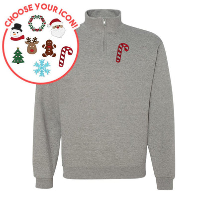 Make It Yours™ Christmas Icon Quarter Zip Sweatshirt - United Monograms