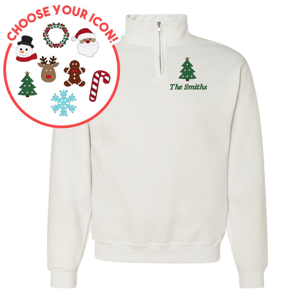Make It Yours™ Christmas Icon Quarter Zip Sweatshirt - United Monograms
