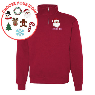 Make It Yours™ Christmas Icon Quarter Zip Sweatshirt - United Monograms