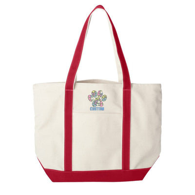 Make It Yours™ 'Floral Paw Print' Canvas Boat Tote - United Monograms