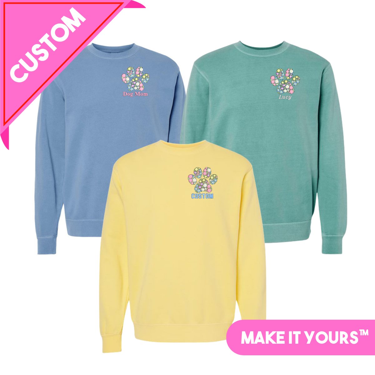 Make It Yours™ 'Floral Paw Print' Cozy Crew - United Monograms