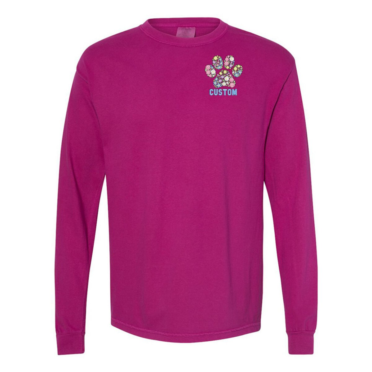 Make It Yours™ 'Floral Paw Print' Long Sleeve T-Shirt - United Monograms