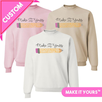 Make It Yours™ 'Floral Pencil' Crewneck Sweatshirt - United Monograms