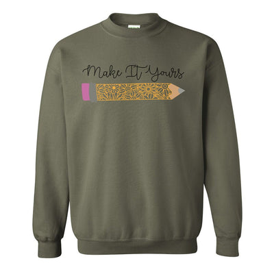 Make It Yours™ 'Floral Pencil' Crewneck Sweatshirt - United Monograms