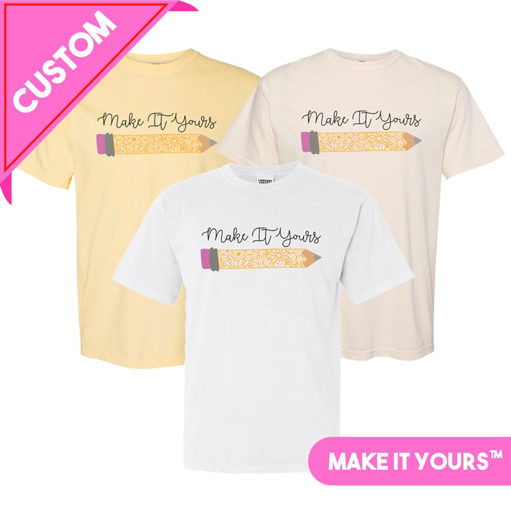Make It Yours™ 'Floral Pencil' T-Shirt - United Monograms