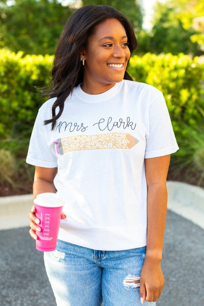 Make It Yours™ 'Floral Pencil' T-Shirt - United Monograms