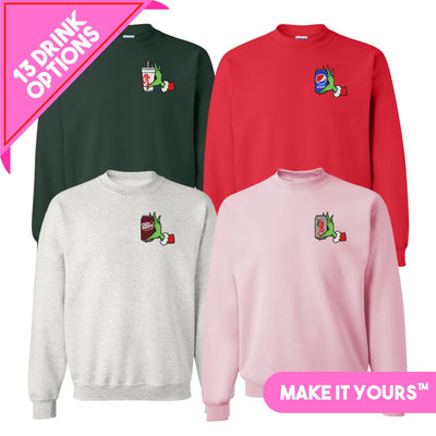 Make It Yours™ Grinch Drinks Crewneck Sweatshirt - United Monograms