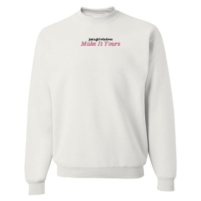 Make It Yours™ 'Just A Girl Who Loves' Crewneck Sweatshirt - United Monograms