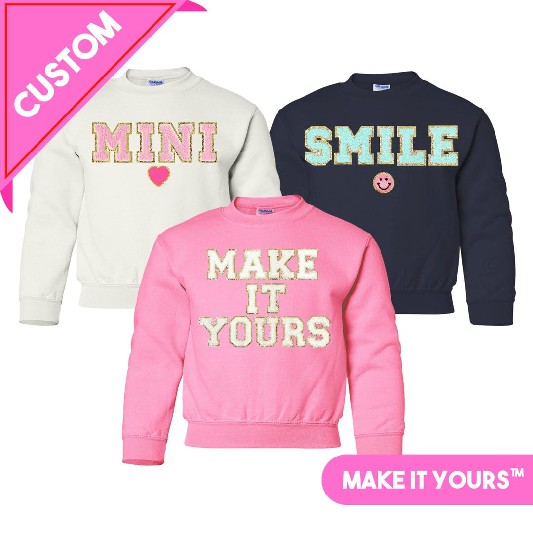 Make It Yours Kids Letter Patch Crewneck Sweatshirt United Monograms