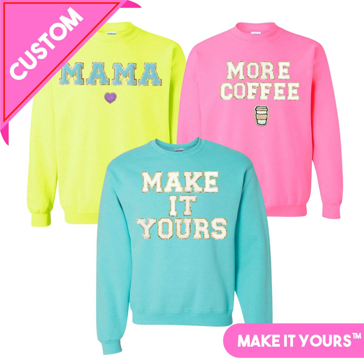 Make It Yours™ Letter Patch Neon Crewneck Sweatshirt - United Monograms