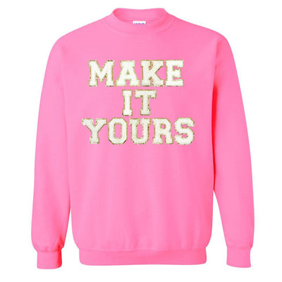 Make It Yours™ Letter Patch Neon Crewneck Sweatshirt - United Monograms