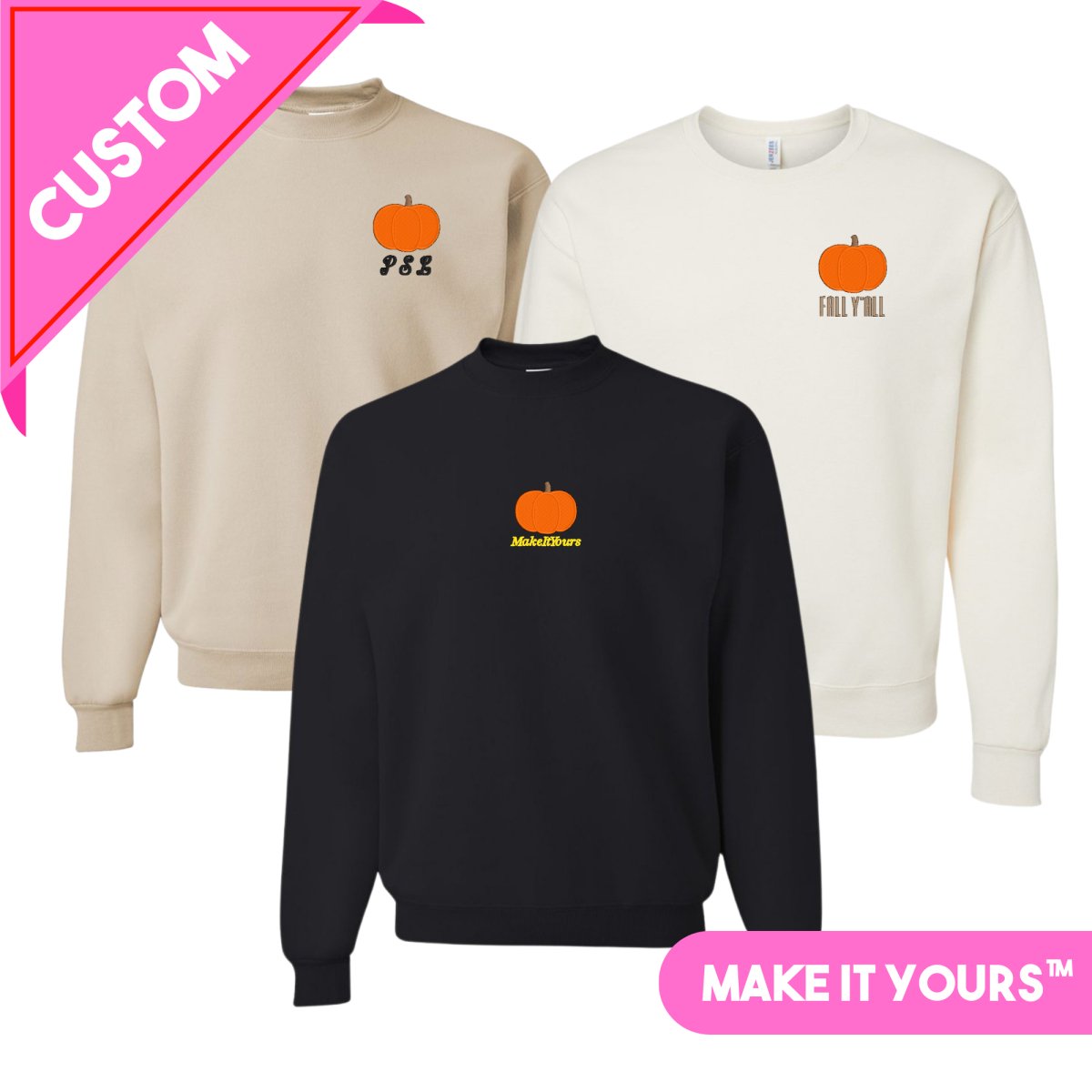 Make It Yours™ Pumpkin Crewneck Sweatshirt - United Monograms