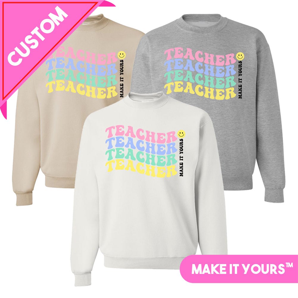 Make It Yours™ 'Retro Teacher' Crewneck Sweatshirt - United Monograms