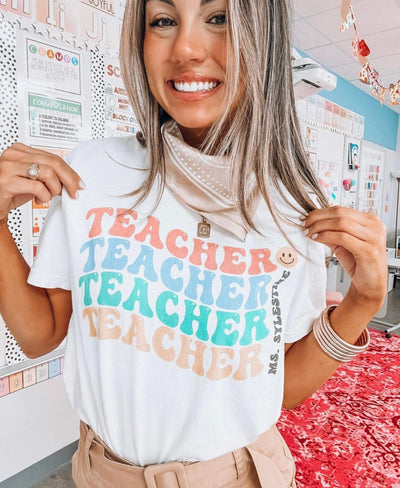 Make It Yours™ 'Retro Teacher' T-Shirt - United Monograms