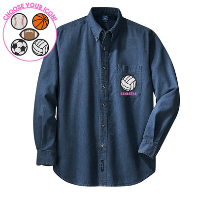 Make It Yours™ Sports Icon Oversized Denim Shirt - United Monograms