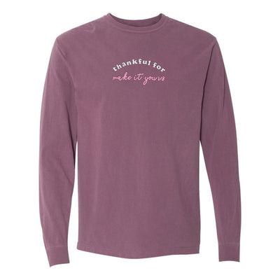 Make It Yours™ 'Thankful For' Comfort Colors Long Sleeve T-Shirt - United Monograms