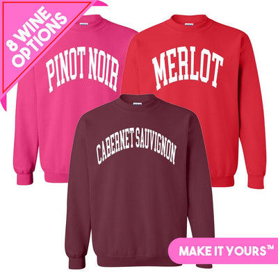 Make It Yours™ 'Wine' PUFF Crewneck Sweatshirt - United Monograms