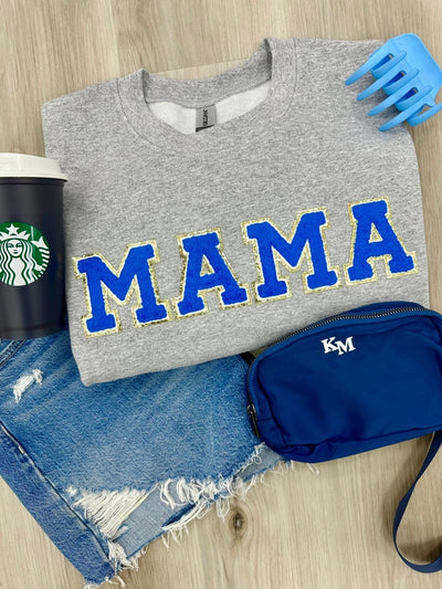 Mama/Mom Letter Patch Crewneck Sweatshirt - United Monograms