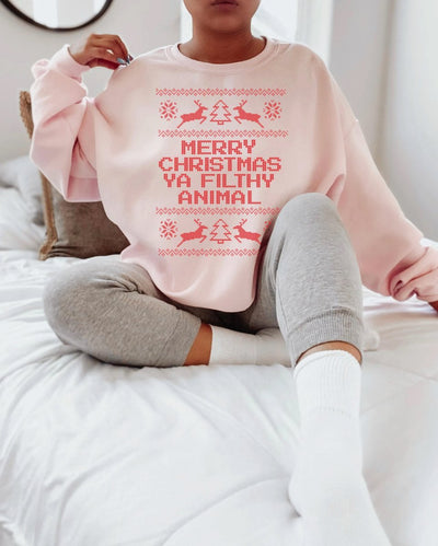 'Merry Christmas Ya Filthy Animal' Sweatshirt - United Monograms