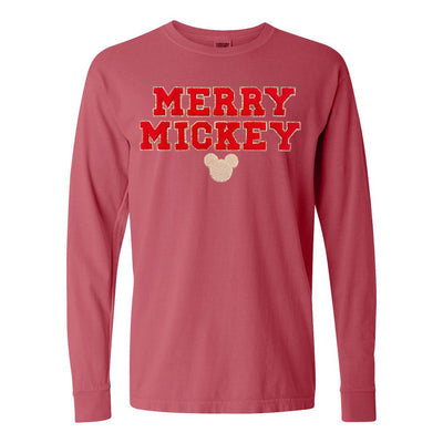 Merry Mickey Letter Patch Comfort Colors Long Sleeve T-Shirt - United Monograms
