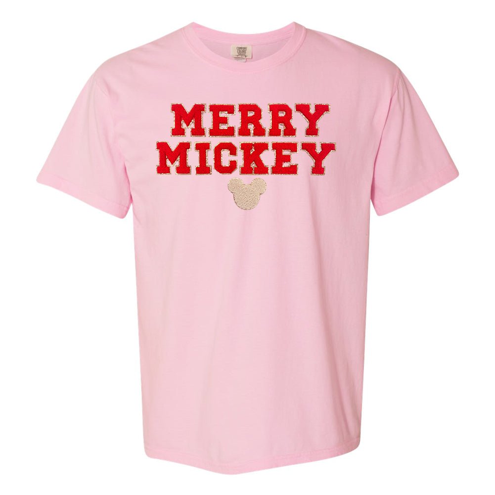 Merry Mickey Letter Patch Comfort Colors T-Shirt - United Monograms
