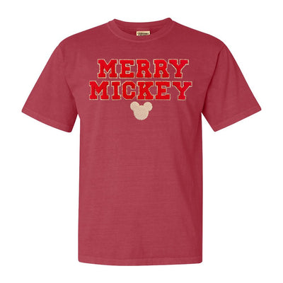 Merry Mickey Letter Patch Comfort Colors T-Shirt - United Monograms