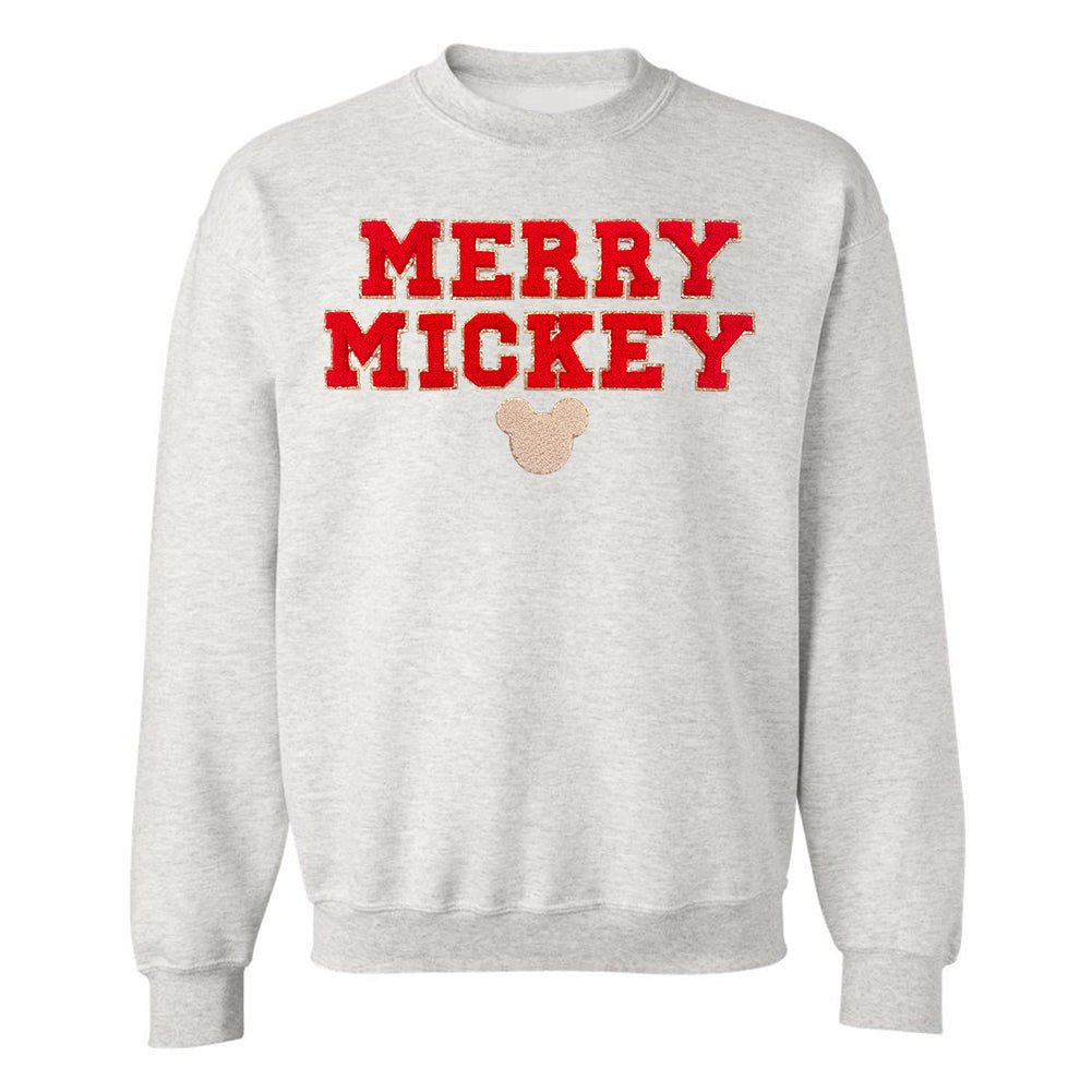 Merry Mickey Letter Patch Crewneck Sweatshirt - United Monograms