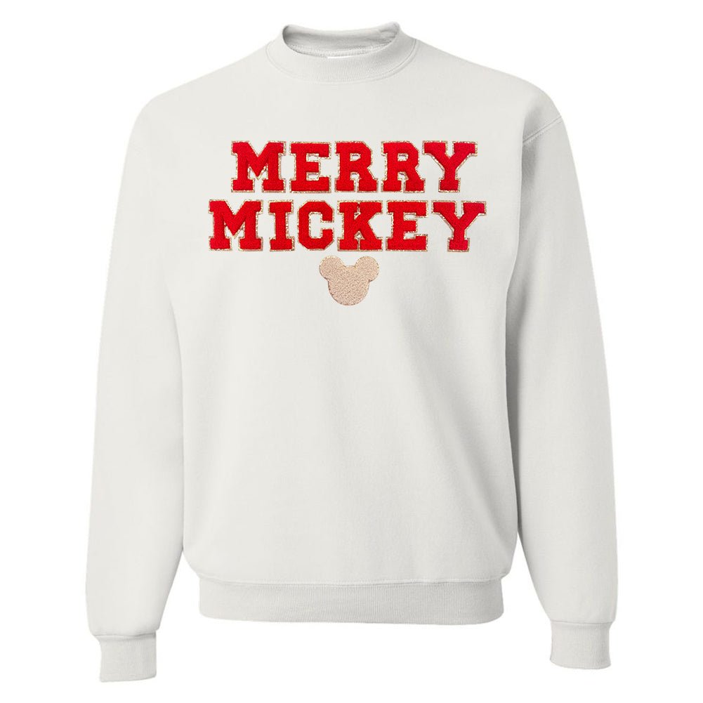 Merry Mickey Letter Patch Crewneck Sweatshirt - United Monograms