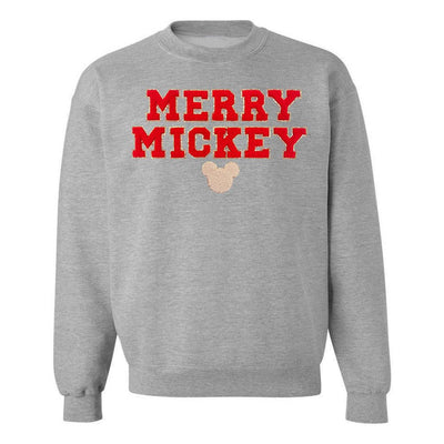 Merry Mickey Letter Patch Crewneck Sweatshirt - United Monograms