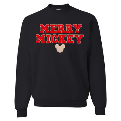 Merry Mickey Letter Patch Crewneck Sweatshirt - United Monograms