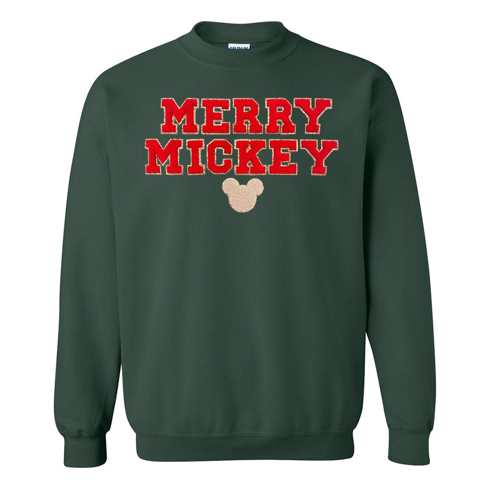 Merry Mickey Letter Patch Crewneck Sweatshirt - United Monograms