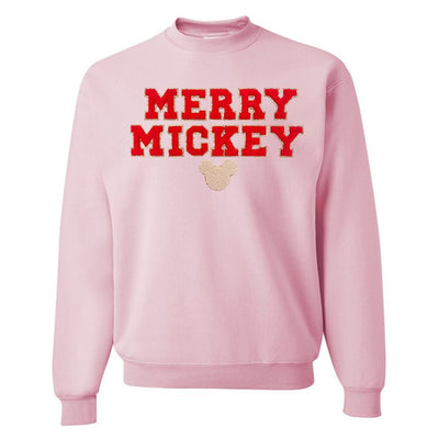 Merry Mickey Letter Patch Crewneck Sweatshirt - United Monograms