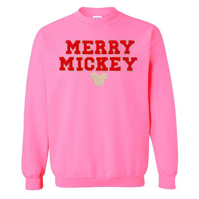 Merry Mickey Letter Patch Crewneck Sweatshirt - United Monograms