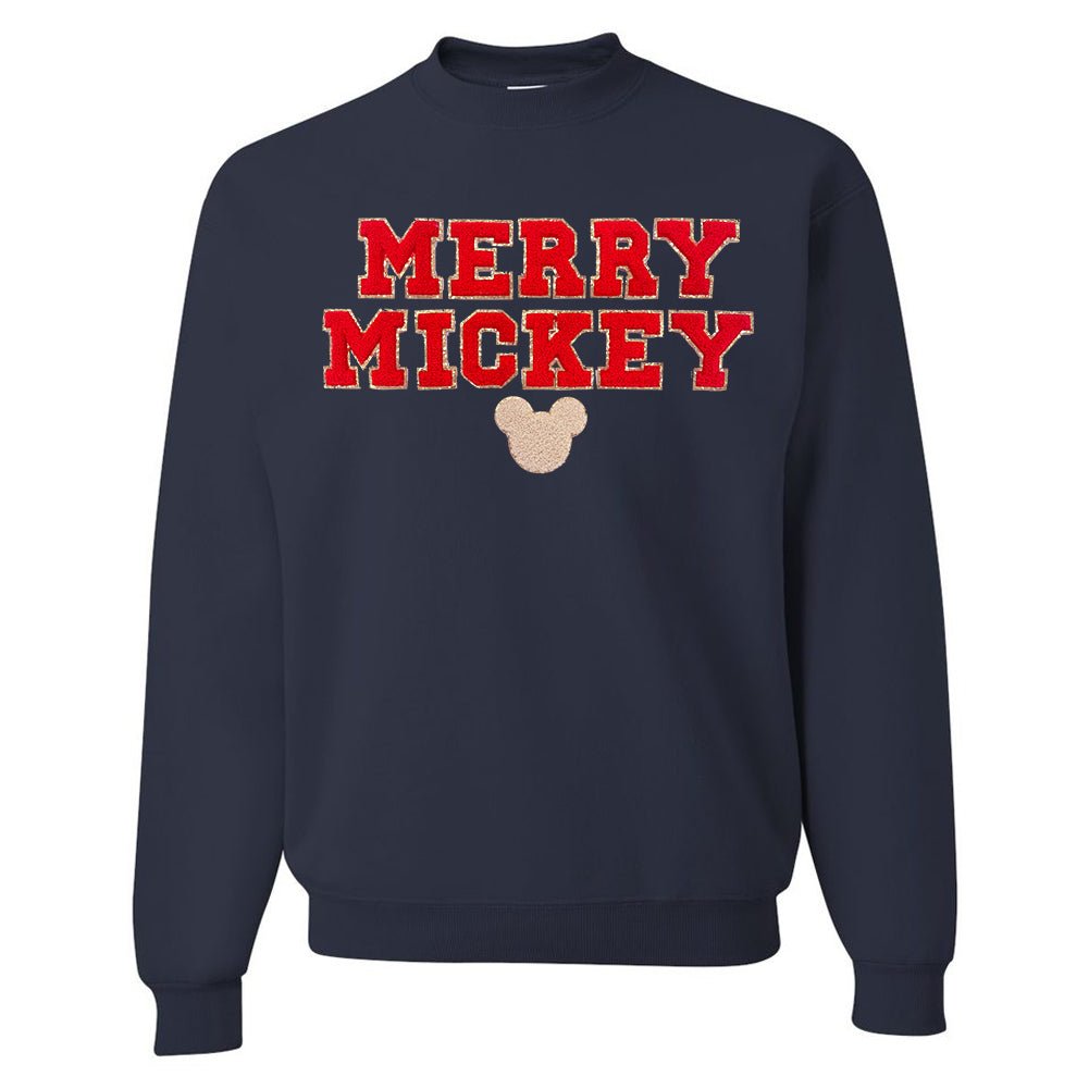 Merry Mickey Letter Patch Crewneck Sweatshirt - United Monograms