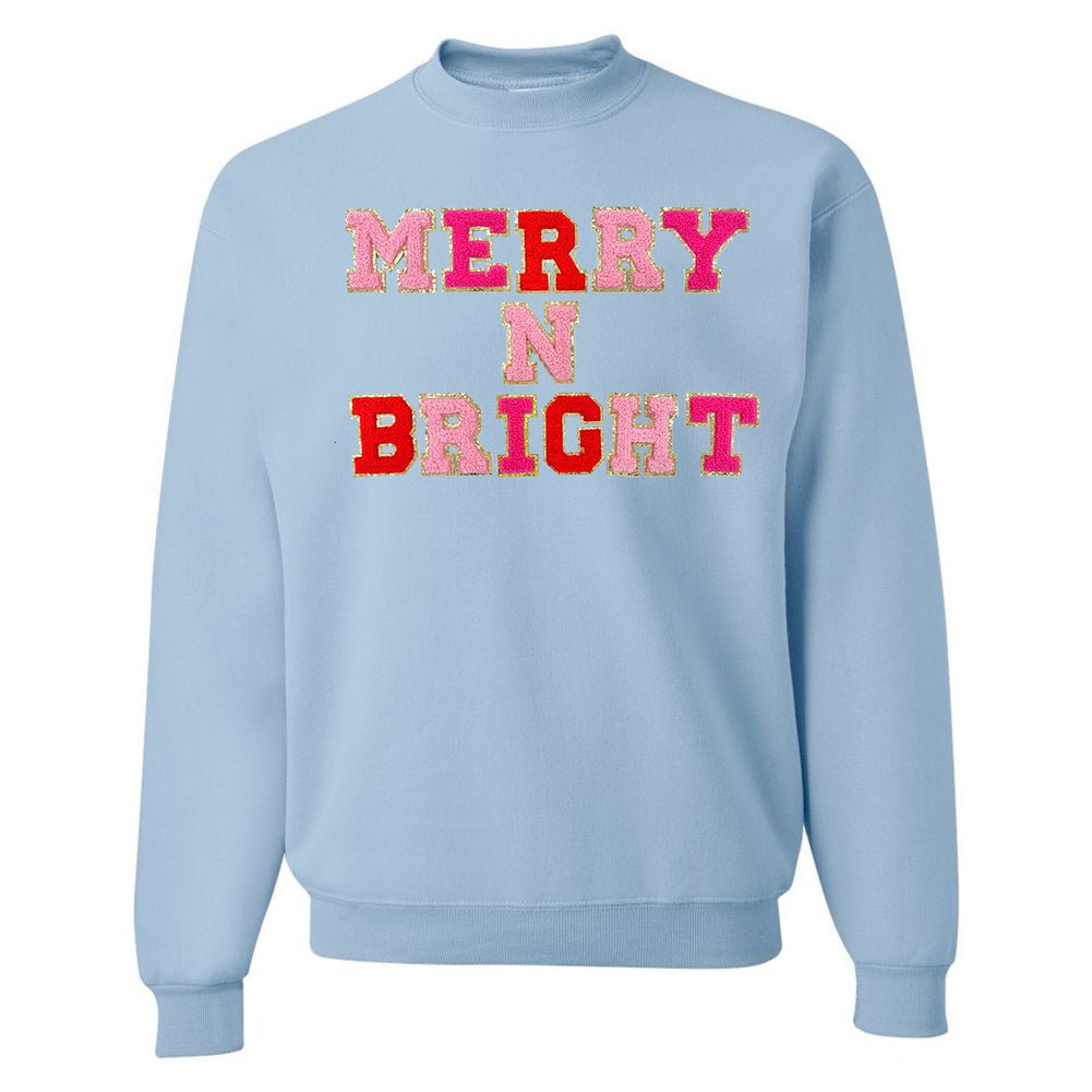 Merry N Bright Letter Patch Crewneck Sweatshirt - United Monograms