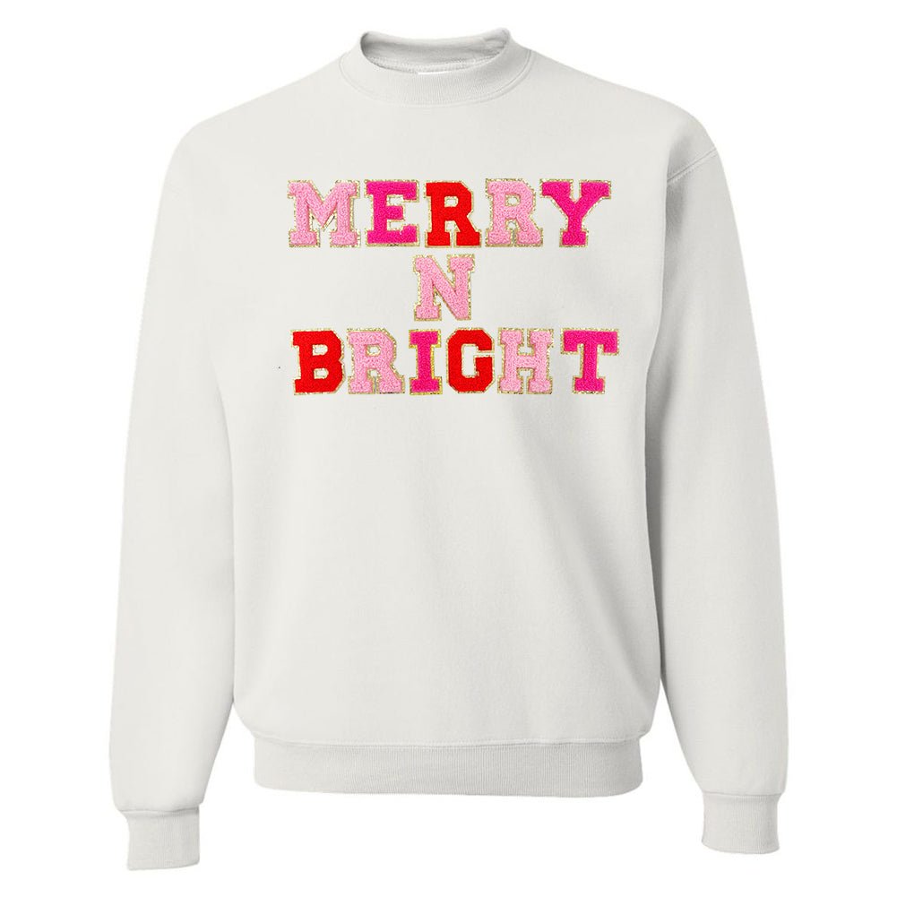 Merry N Bright Letter Patch Crewneck Sweatshirt - United Monograms