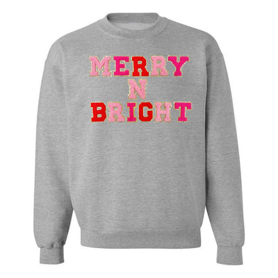 Merry N Bright Letter Patch Crewneck Sweatshirt - United Monograms