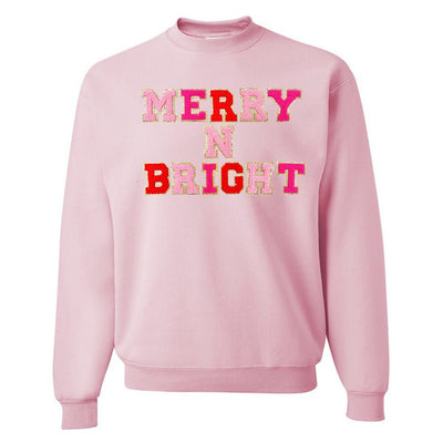 Merry N Bright Letter Patch Crewneck Sweatshirt - United Monograms