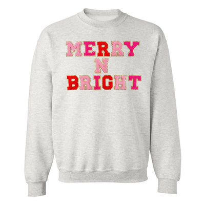 Merry N Bright Letter Patch Crewneck Sweatshirt - United Monograms